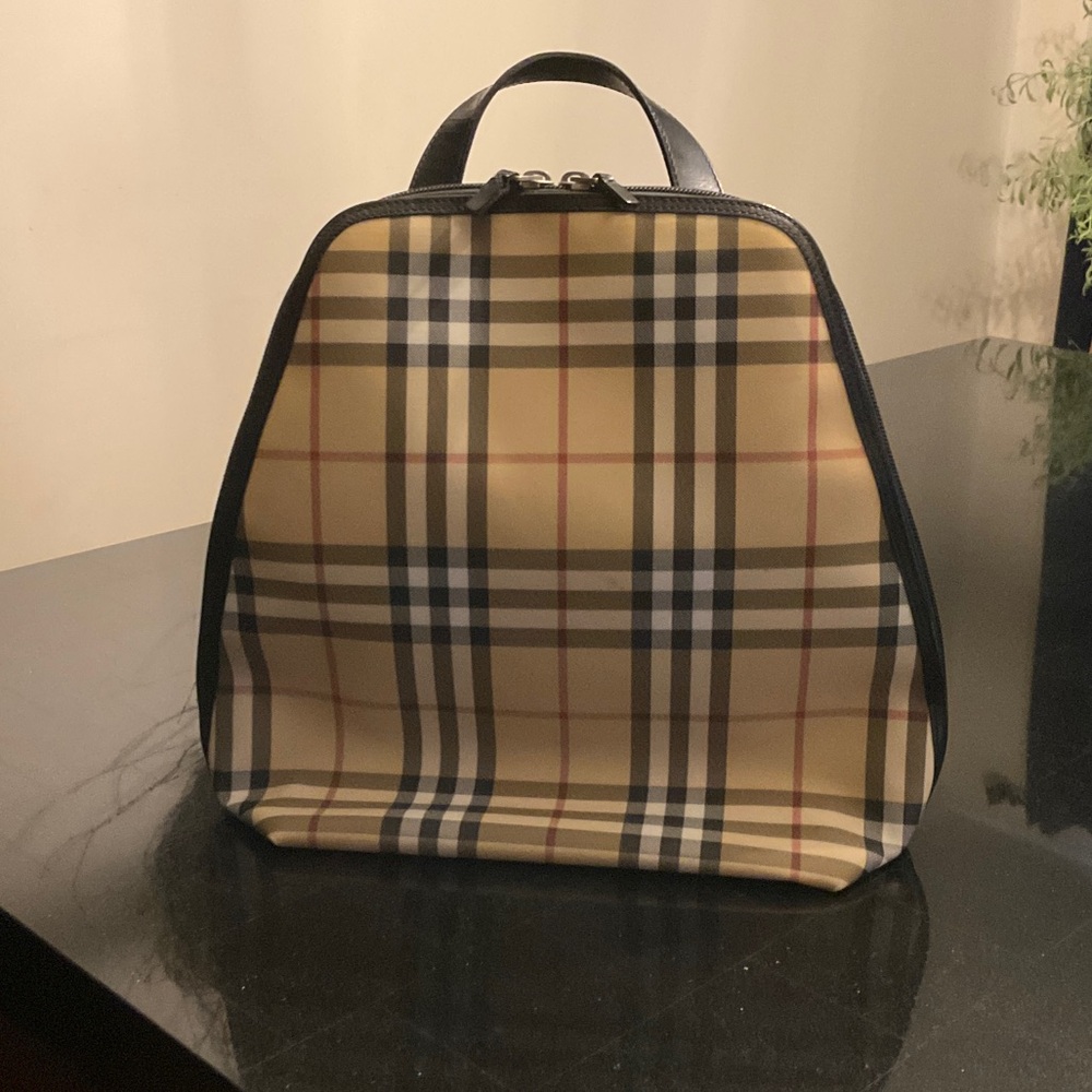 Burberry Tan and Black Checkered Backpack - Picture 6 of 7